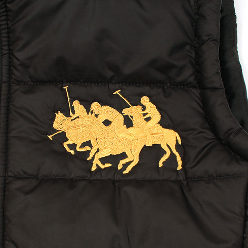 RL Black Triple Pony Sleeveless Puffer Jacket